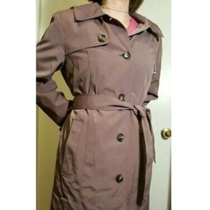 Classic Womens Trench Coat - Mauve Brown, Belted